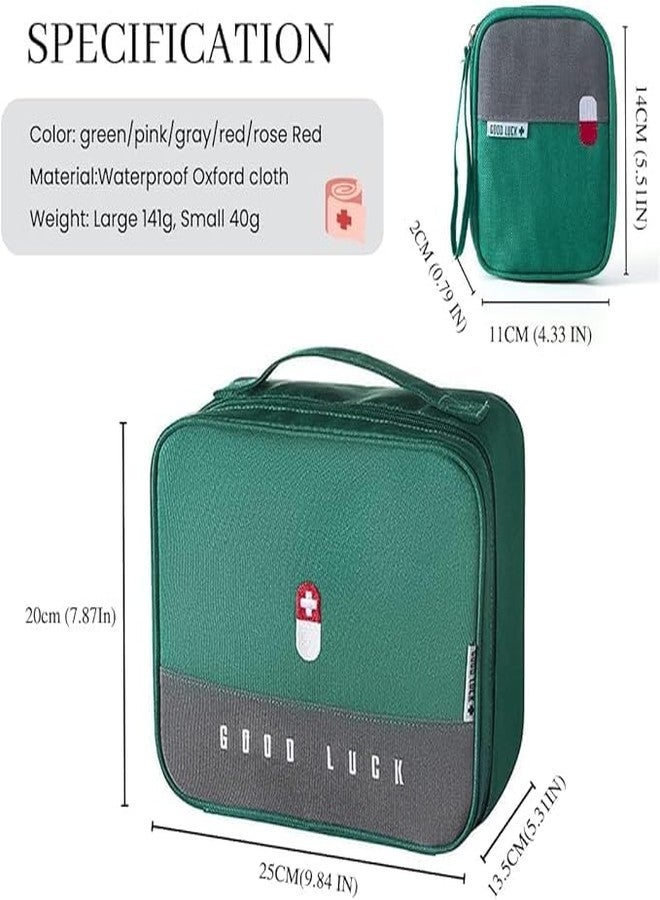 MATSON 2Pcs Medicine Pouch Empty First Aid Kit Bag for Travel, Home, Camping, Sports Emergency Survival Medicine Storage Bag (Green) - Image 2